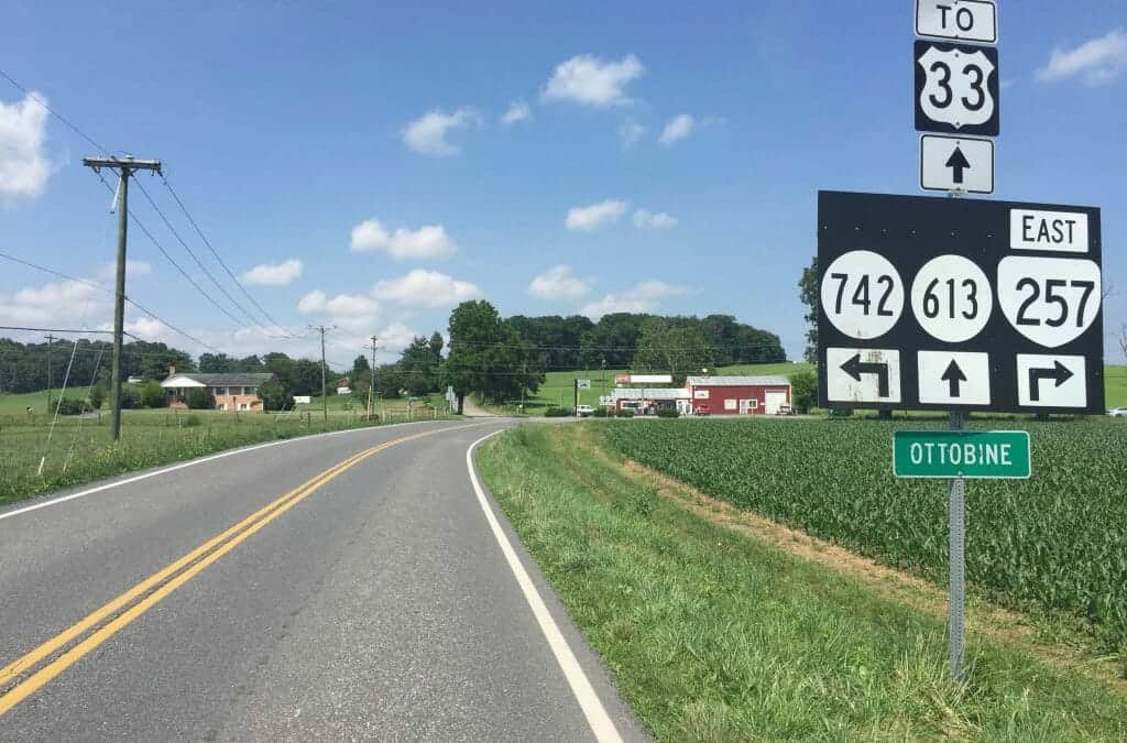 A curvy road in the country, one of the most dangerous roads in Rockingham County.