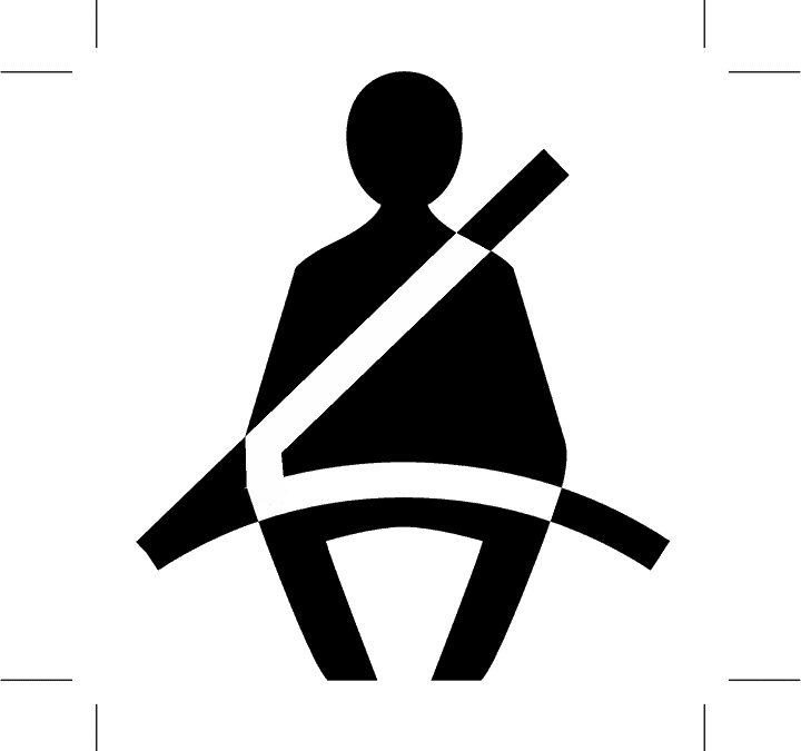 An animation of a person with their seat belt fastened and used.