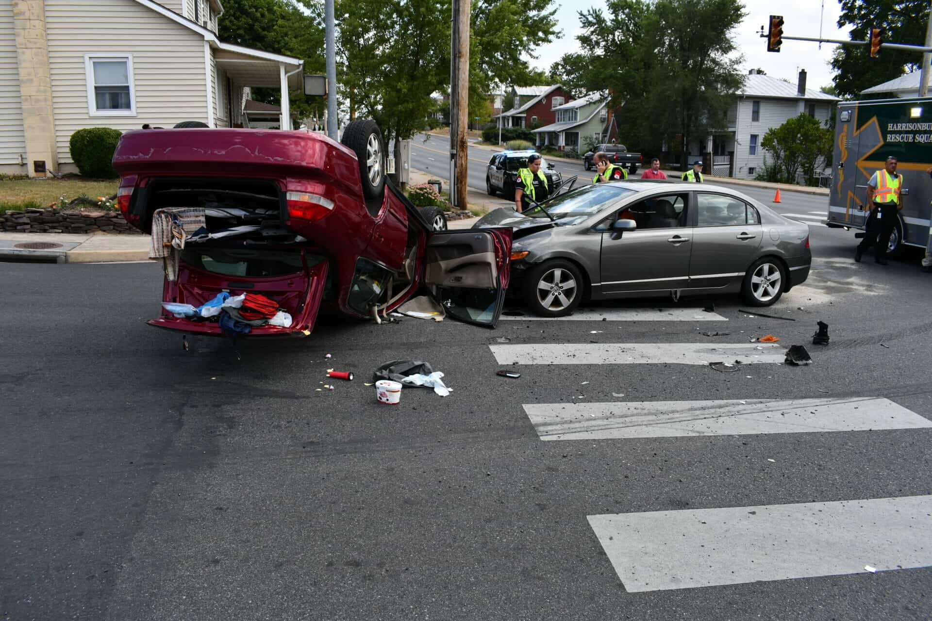 car accident, car on its top