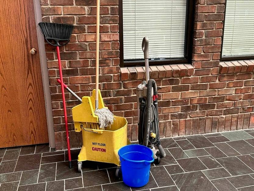 bucket, mop, vacuum